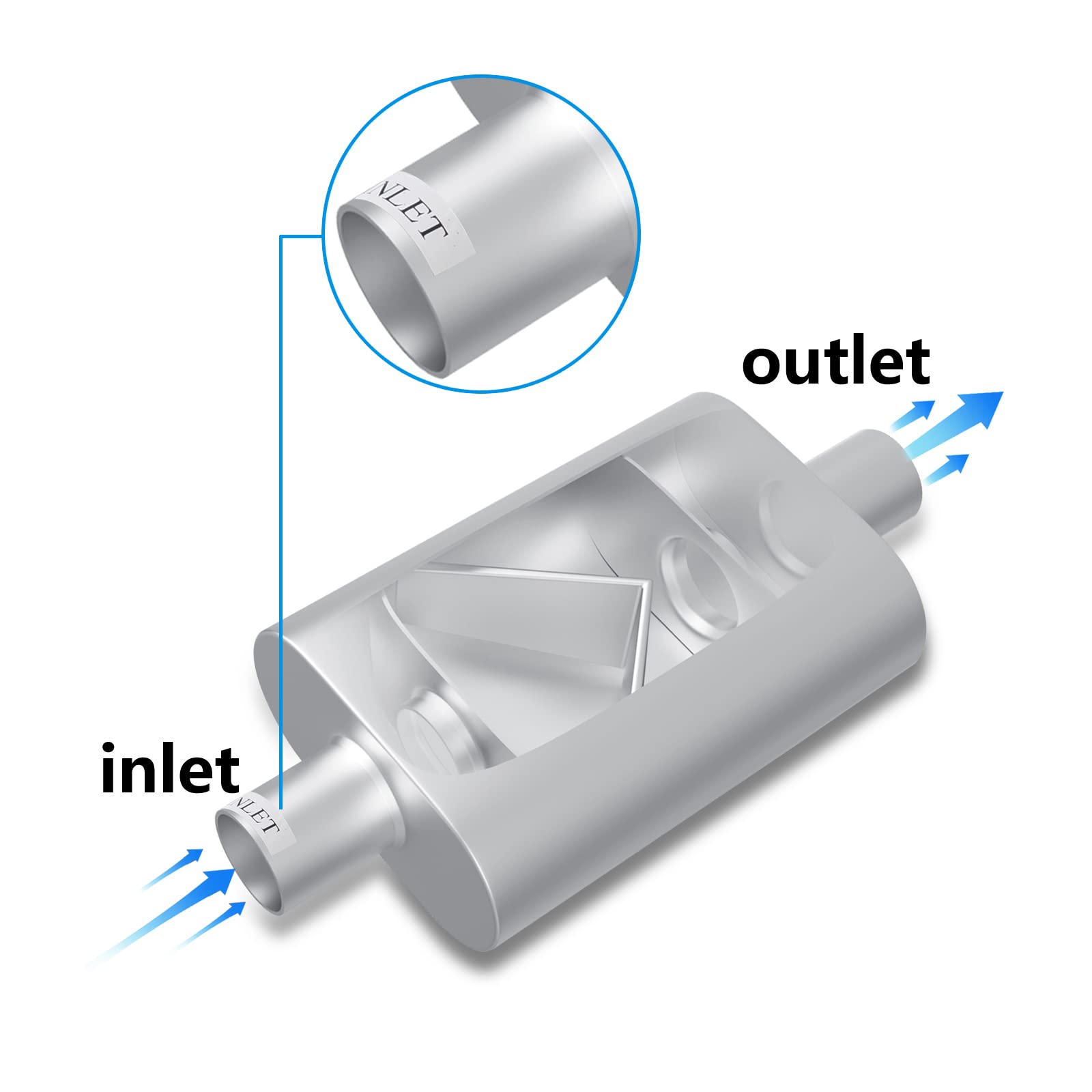 Dual Chamber Performance Muffler 17.5" Silver