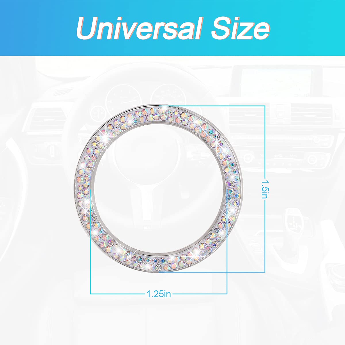 2-Pack Crystal Rhinestone Engine Start Ring Stickers