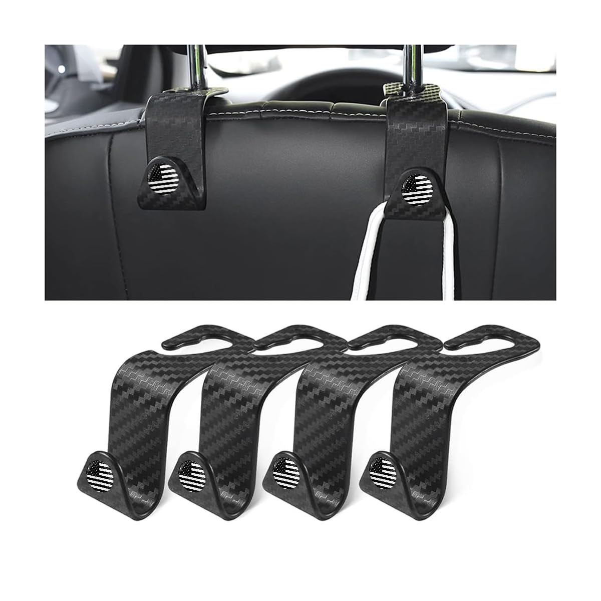 Leather Car Seat Back Hanger Hooks