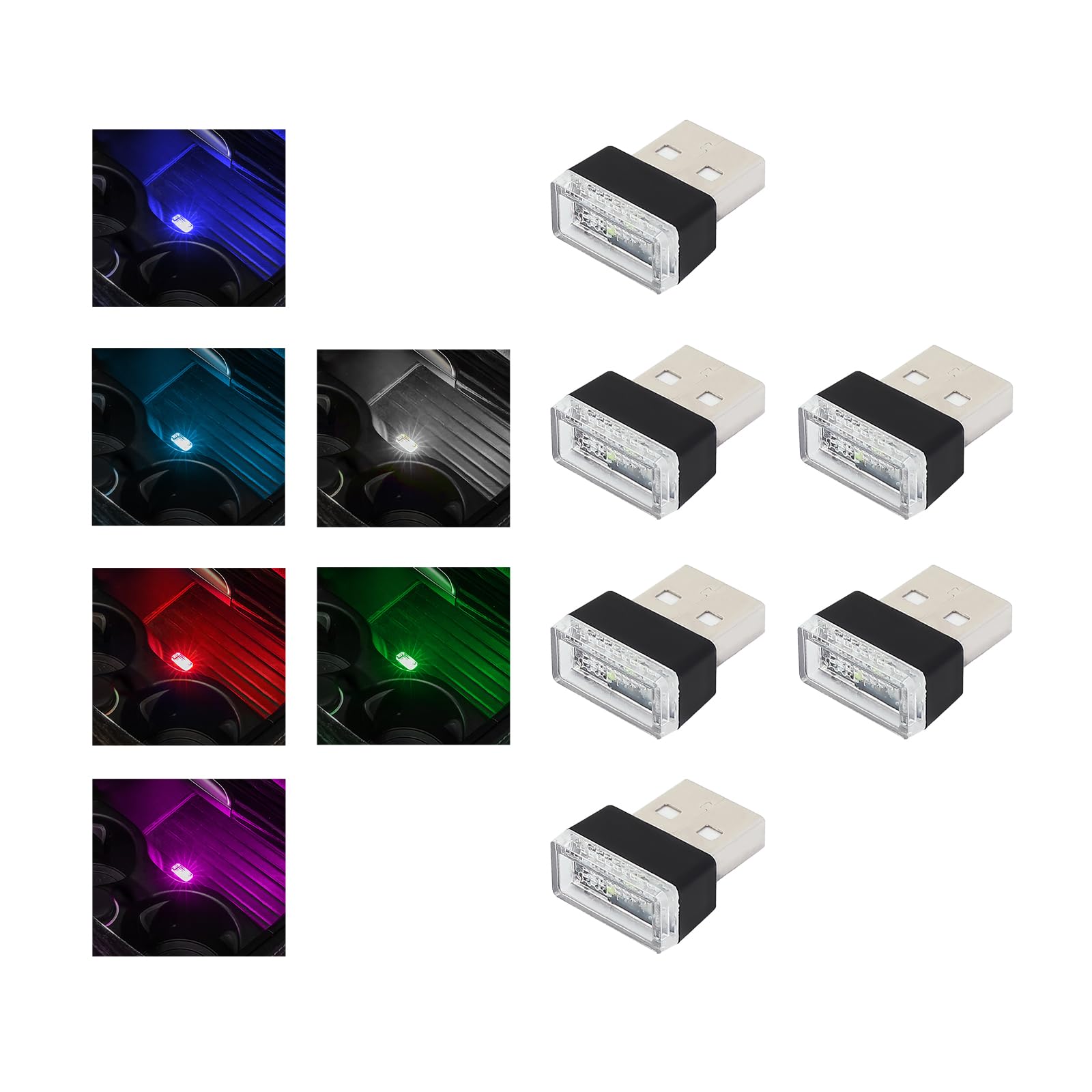 4PCS USB LED Car Interior Ambient Lights Kit