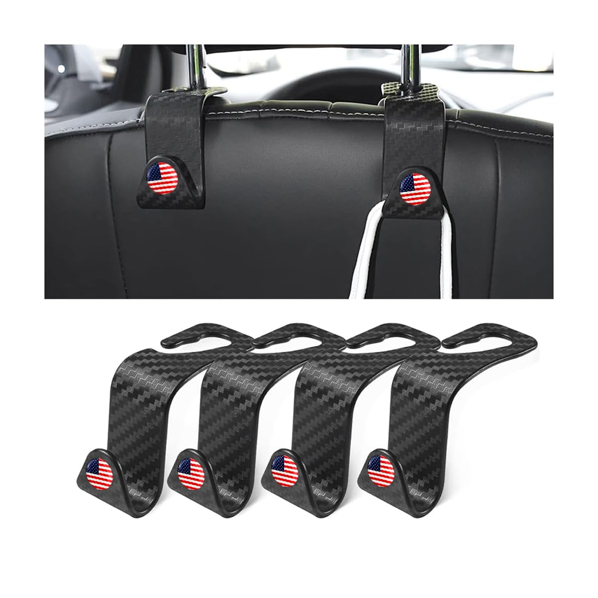 Leather Car Seat Back Hanger Hooks
