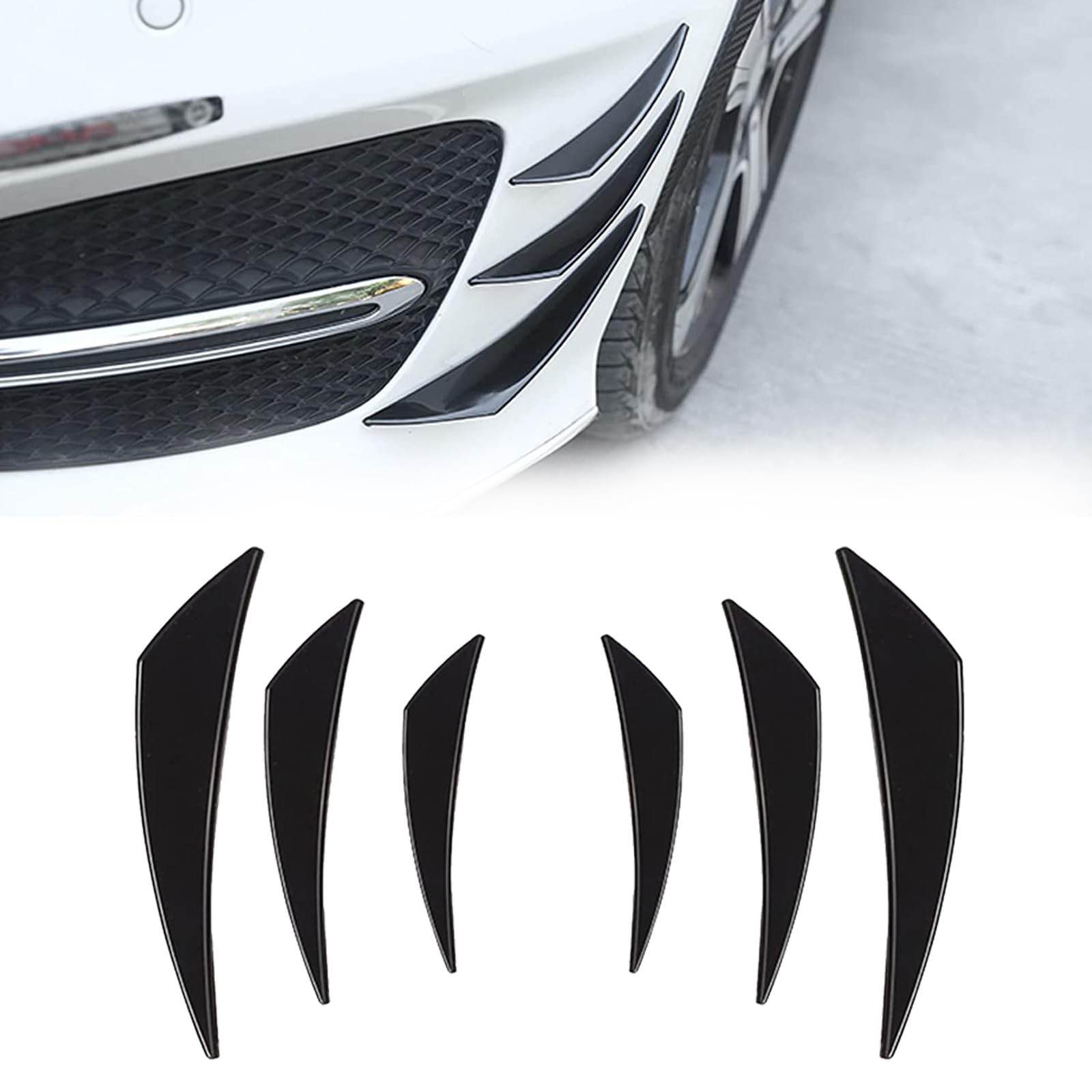 Universal Front Bumper Canard Kit 6PCS
