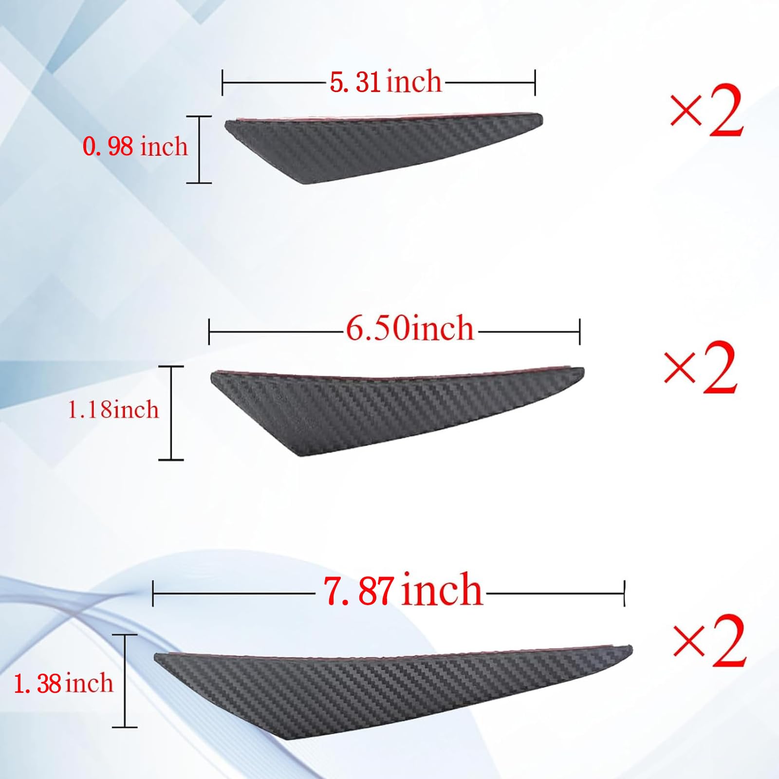Universal Front Bumper Canard Kit 6PCS