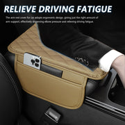 Leather Center Console Armrest Cover with Storage Pockets