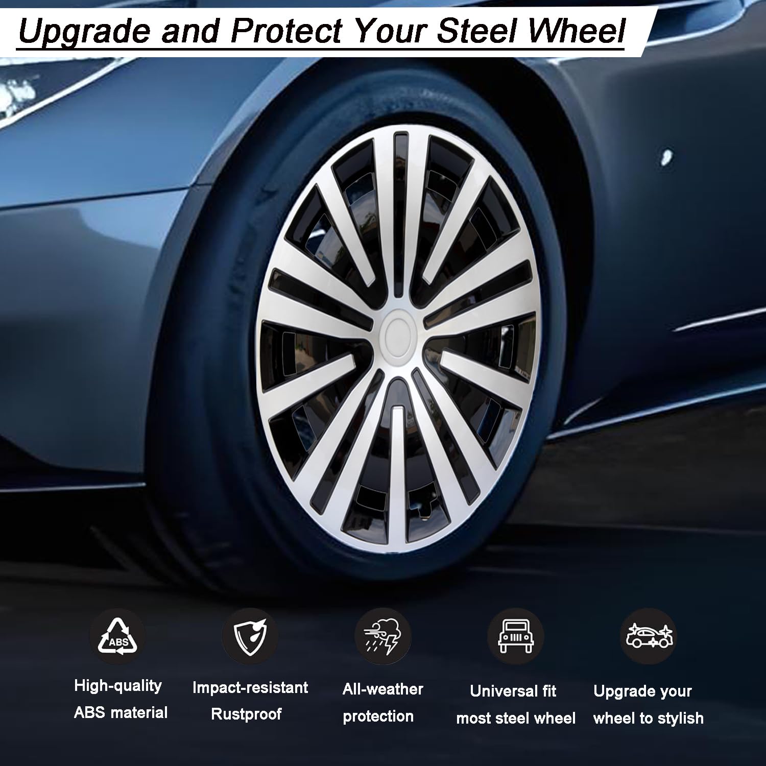 Aiqiying Universal Fit Hubcaps for Most Steel Wheel