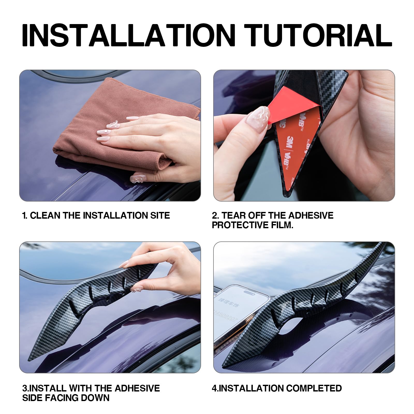 2PCS 3D Dragon Horn Car Roof Decor Kit