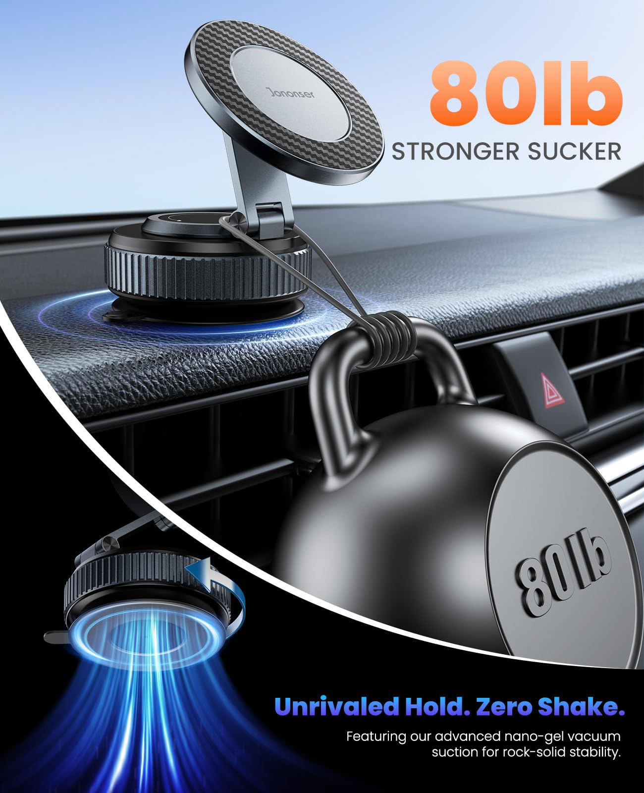 Magnetic Foldable Car Phone Mount Holder 360° Adjustable