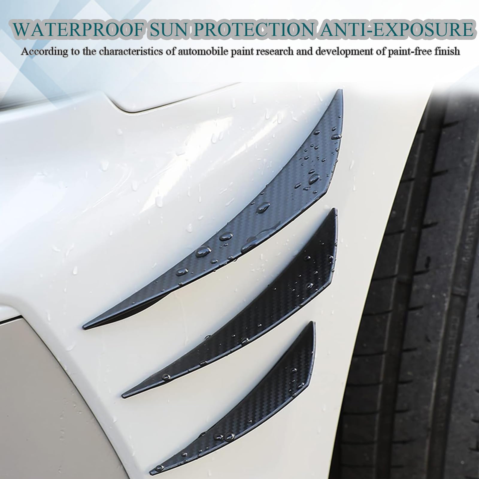 Universal Front Bumper Canard Kit 6PCS