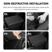Leather Center Console Armrest Cover with Storage Pockets