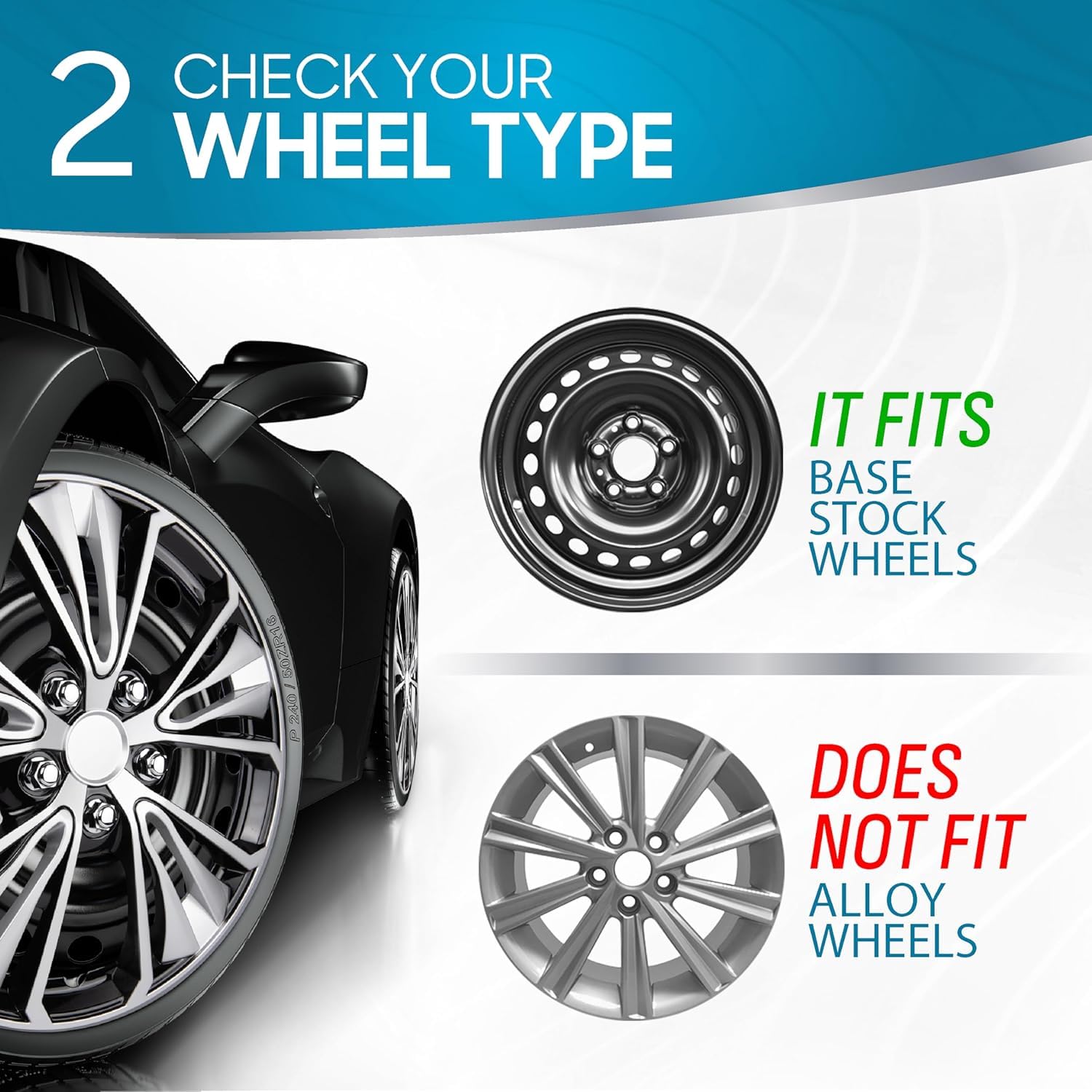 16" Universal Snap-On Wheel Covers Set of 4