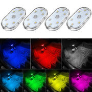 4Pcs Car LED Lights Interior Wireless, 7 Colors Interior Car Lights