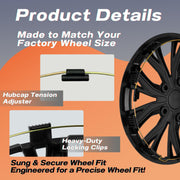 16" Universal Snap-On Wheel Covers Set of 4