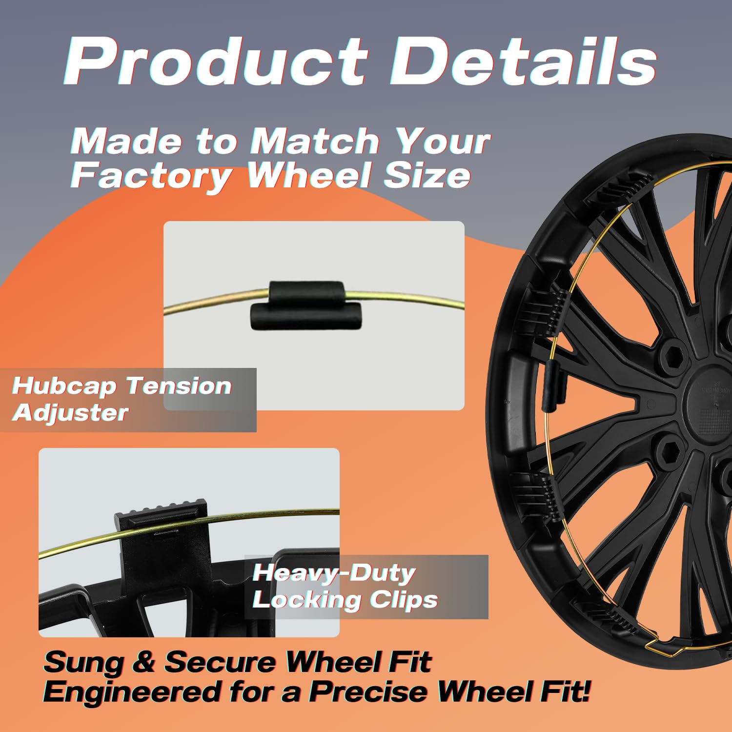 16" Universal Snap-On Wheel Covers Set of 4