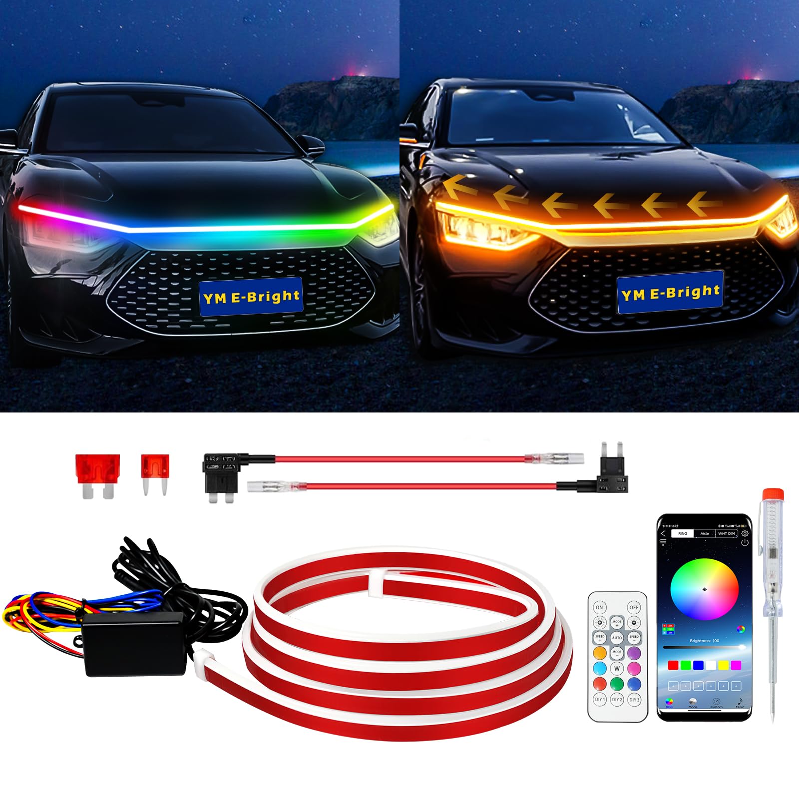 LED Hood Light Strip DRL Kit 12V Universal Car & Truck