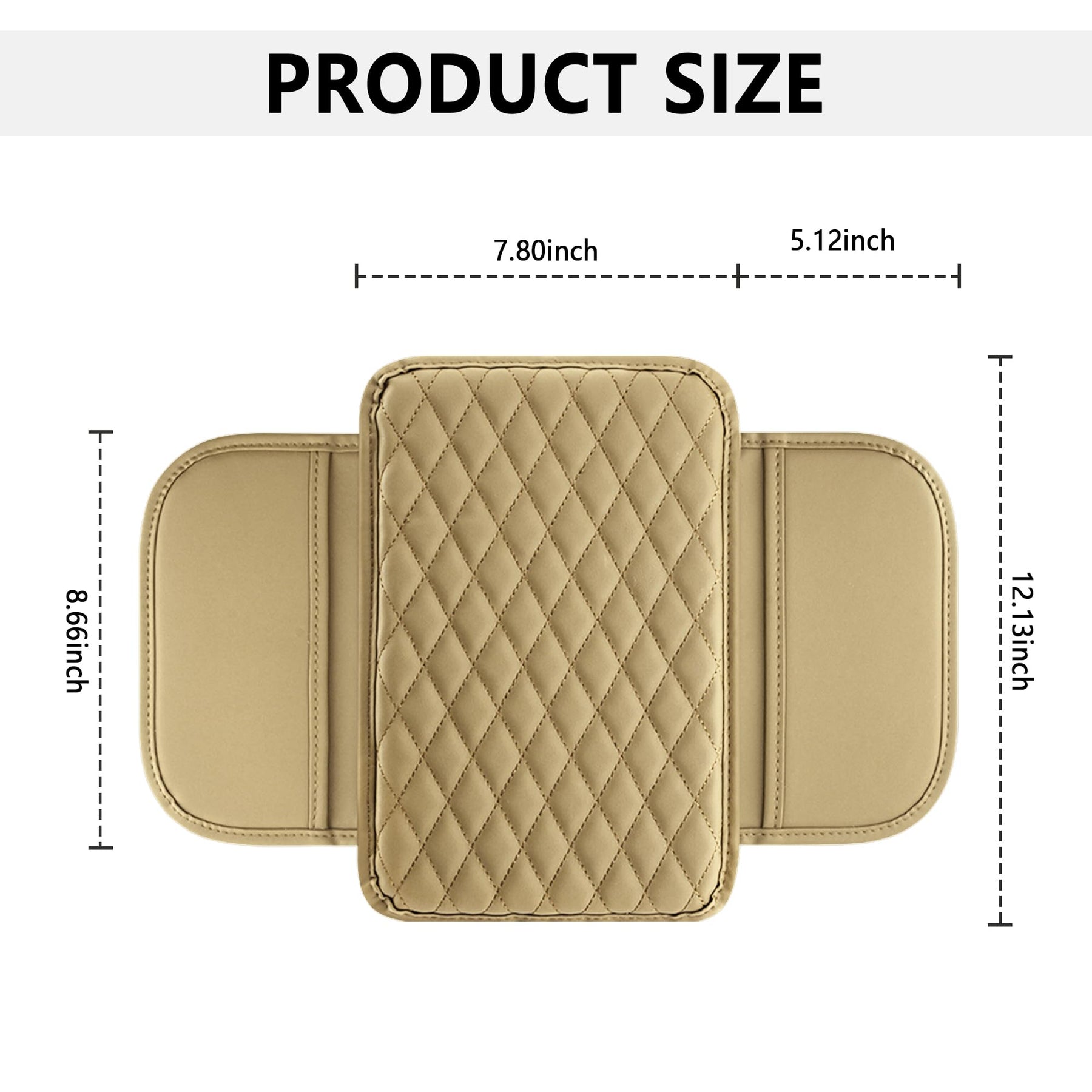 Leather Center Console Armrest Cover with Storage Pockets
