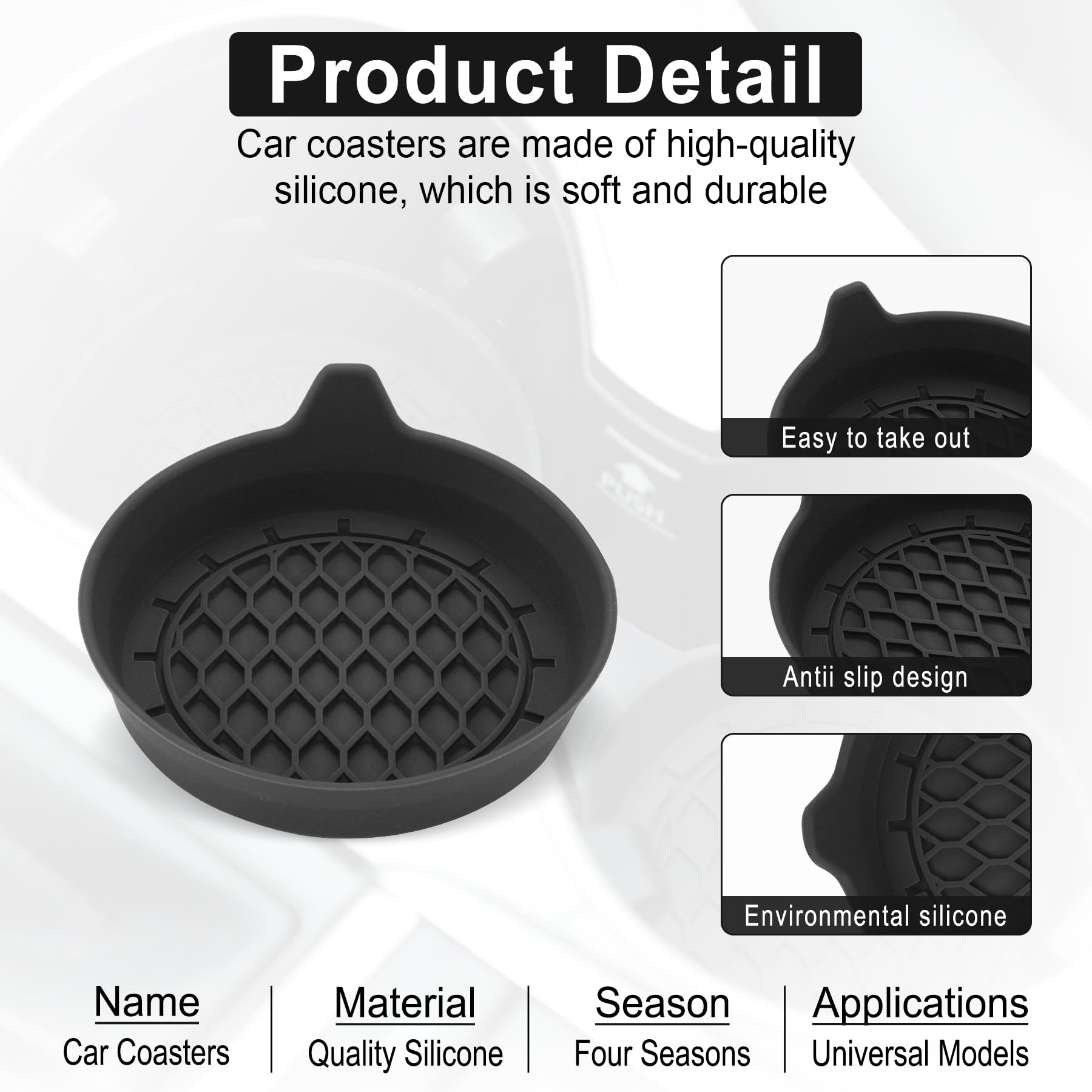 4PCS Universal Non-Slip Car Cup Coasters