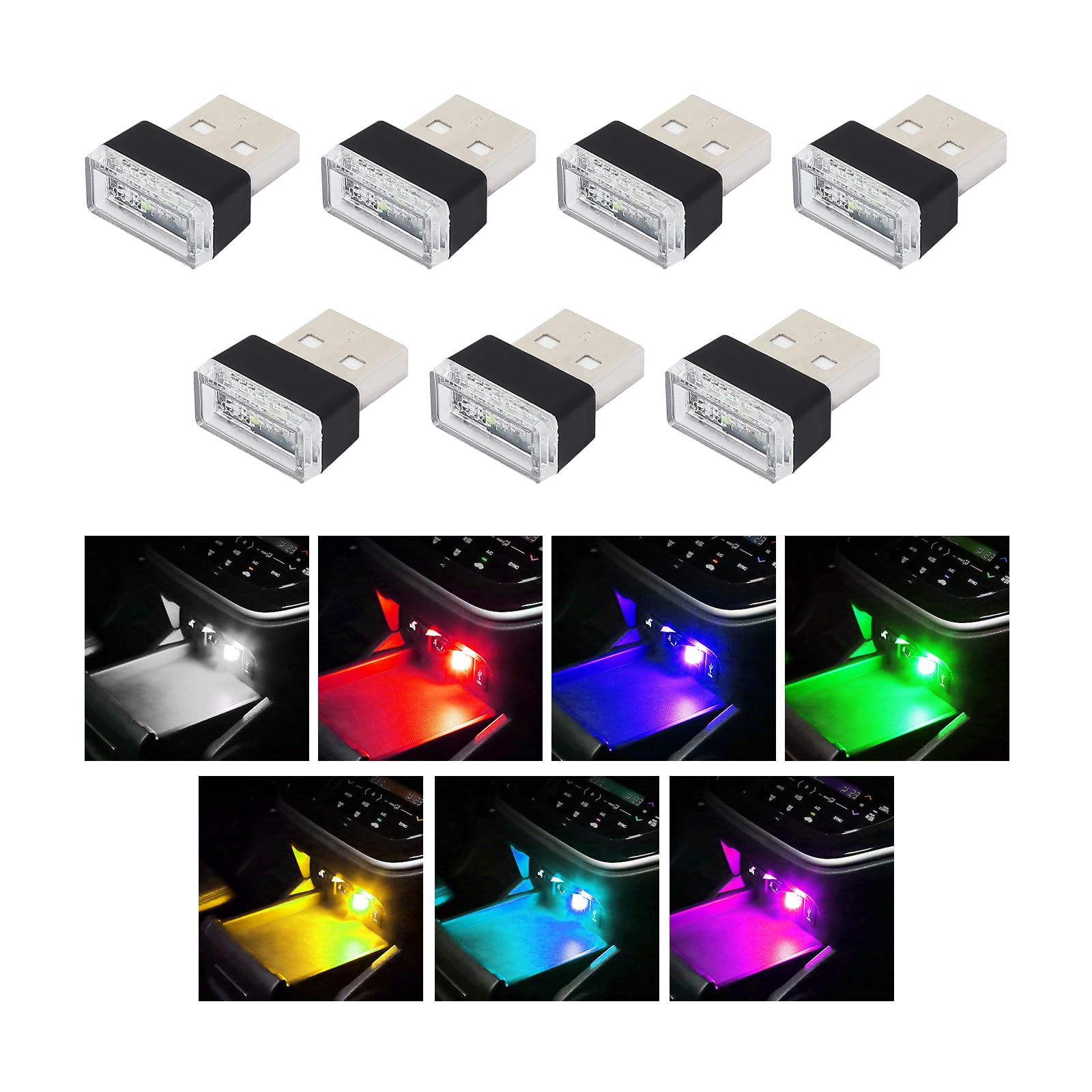 4PCS USB LED Car Interior Ambient Lights Kit