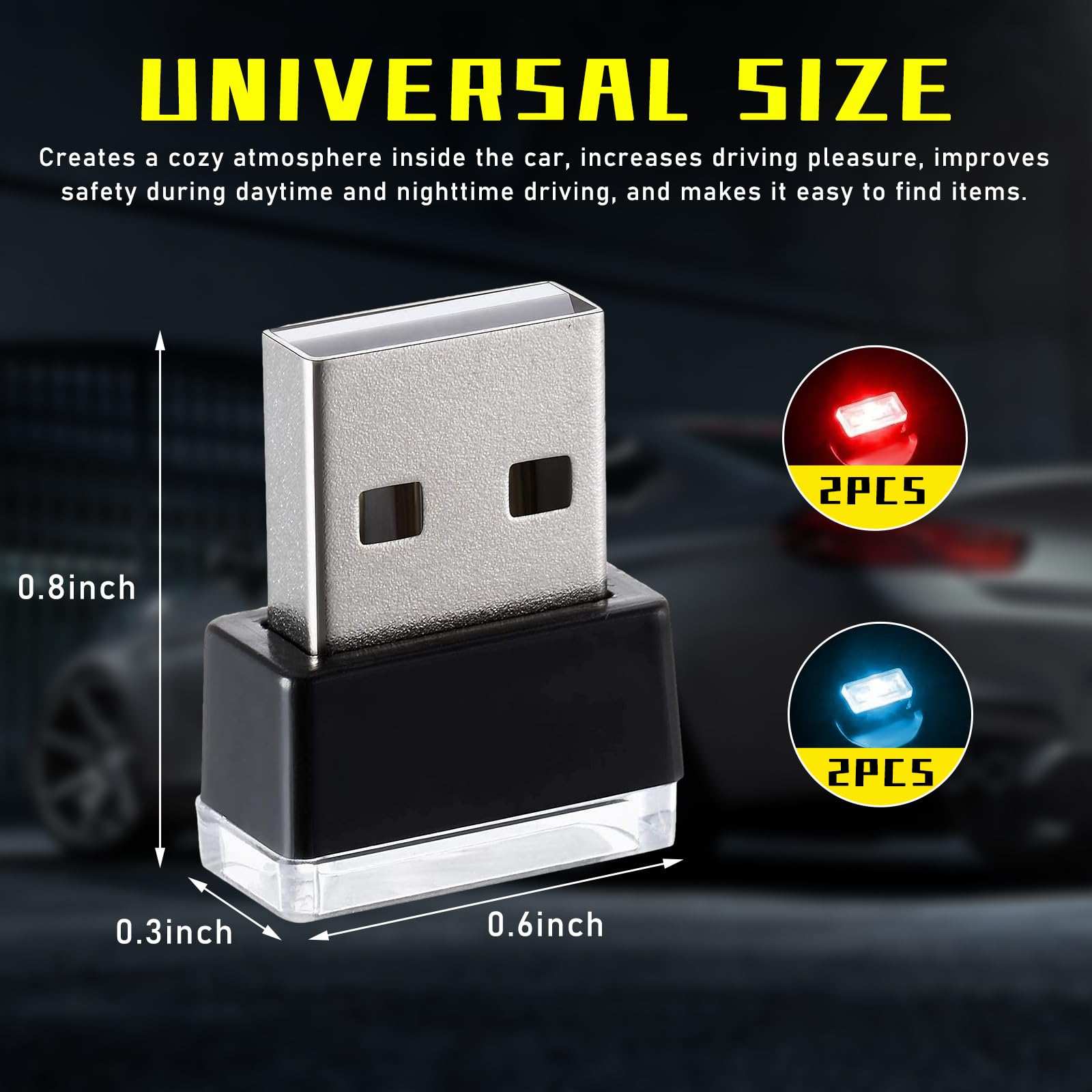 4PCS USB LED Car Interior Ambient Lights Kit