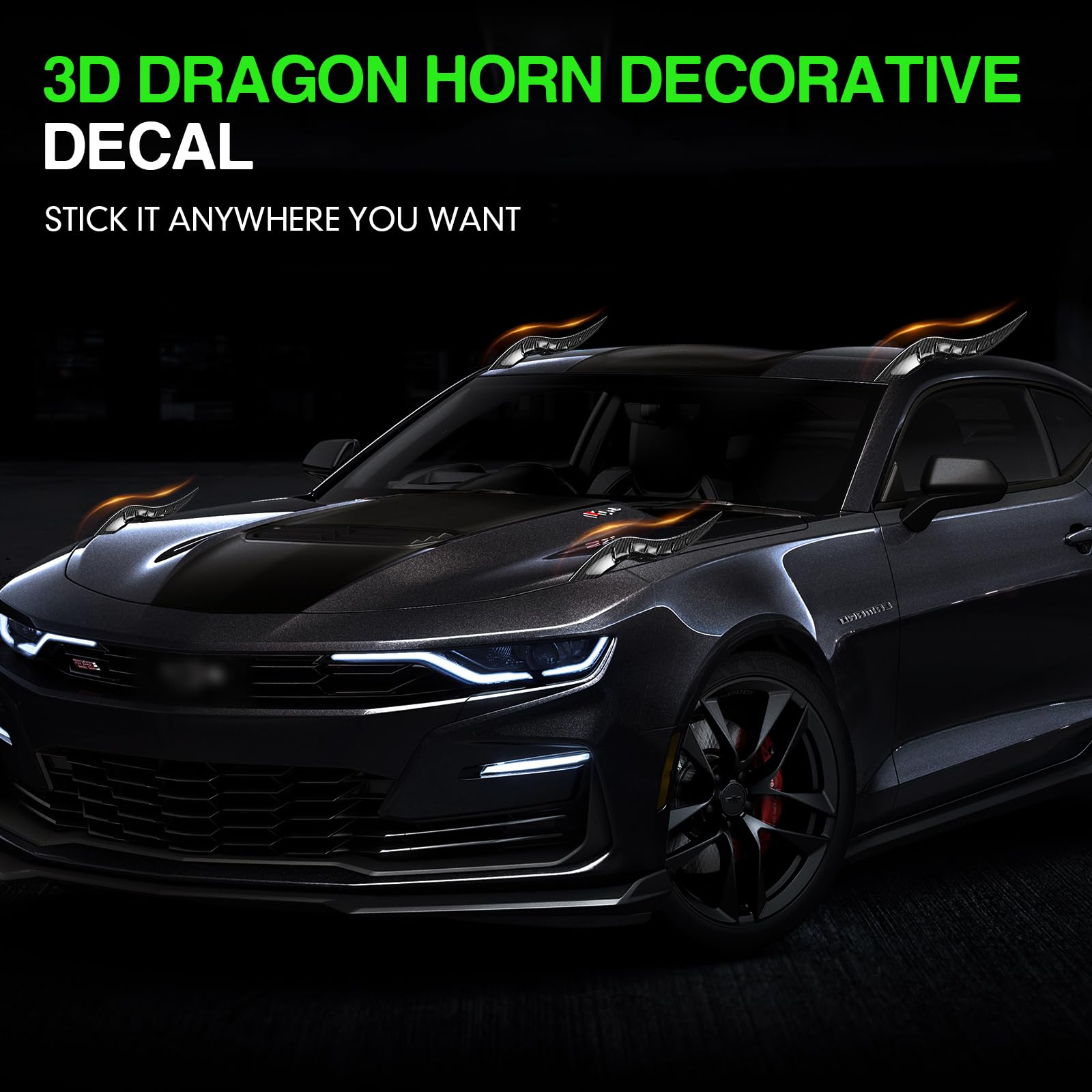 2PCS 3D Dragon Horn Car Roof Decor Kit