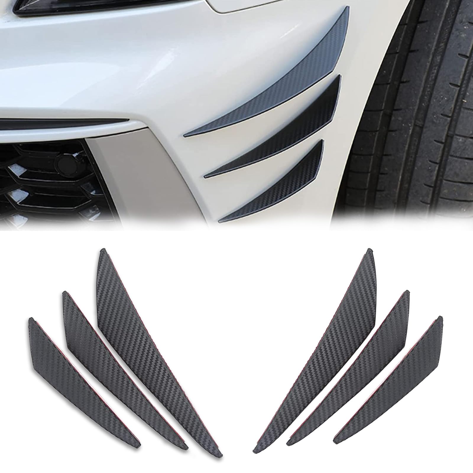 Universal Front Bumper Canard Kit 6PCS