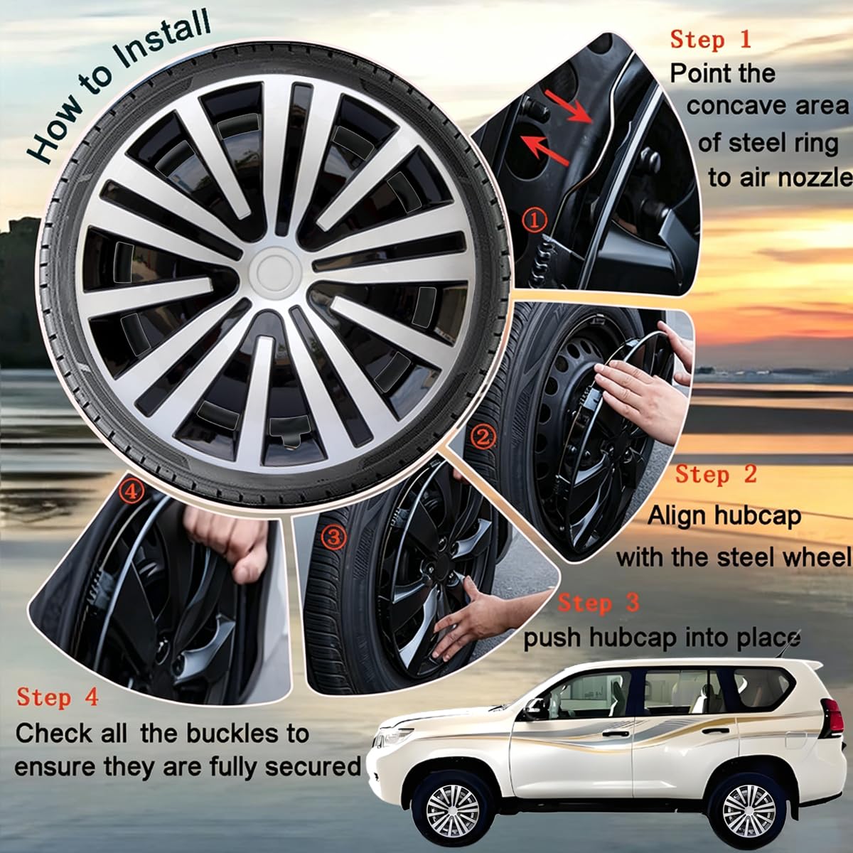 Aiqiying Universal Fit Hubcaps for Most Steel Wheel