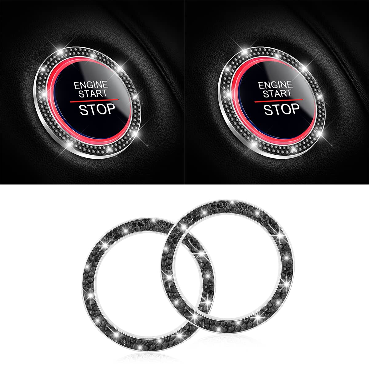2-Pack Crystal Rhinestone Engine Start Ring Stickers
