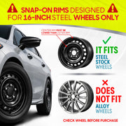 16" Universal Snap-On Wheel Covers Set of 4
