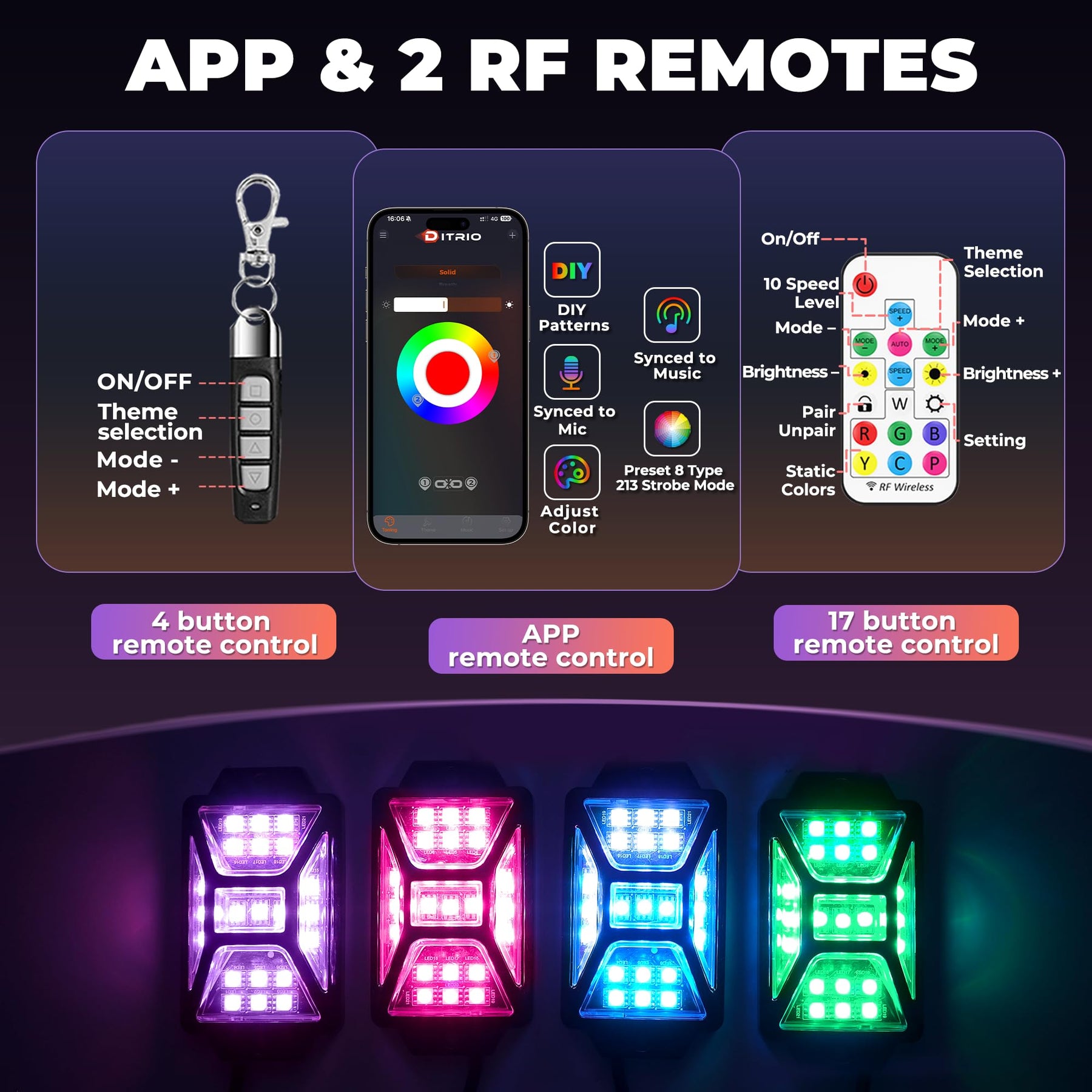 DITRIO Five Sides RGB Rock Lights